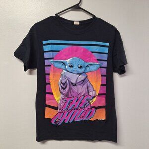 Grogu Cotton Tee Shirt Top The Child Star Wars Sunset Retro‎ Bright Adult Small
